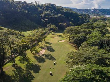 two golf carts on golf course